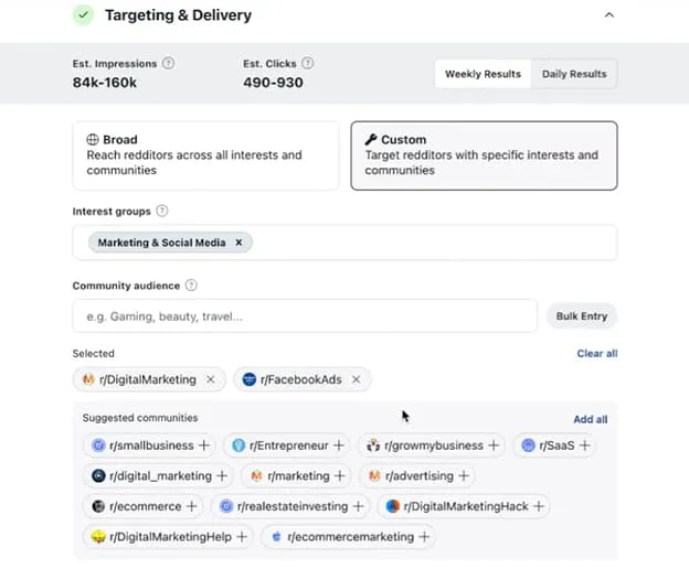 Reddit Ads Targeting and Delivery